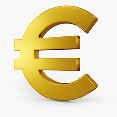 euro icon gold color 3D currency symbols, currency icon right view