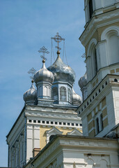 Fototapeta premium a fragment of an Orthodox church in Stameriena, Latvia, on a sunny summer day.