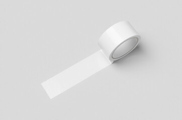 White unrolled duct tape mockup on a grey background.