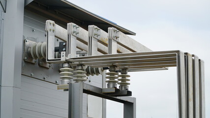 Busbar High Voltage. The high-voltage switch, high voltage element of the cell, an electrical...