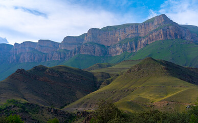 Mountains in the summer against the sky