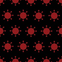 Covid 19 seamless pattern background tile red on black