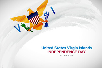 Happy transfer day of United States Virgin Islands with watercolor brush stroke flag background