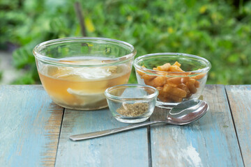 Bean junket / soft bean curd  with sweet warm ginger syrup
