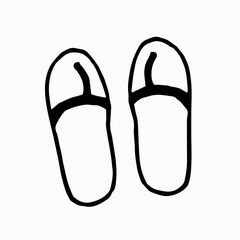 Summer Beach Flip Flops on Isolated Background. Beach slops icon. Flip flops symbol. Summer sandals sign. Thin line icon on white background. Vector illustration