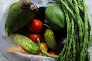 Various fresh organic raw vegetables for healthy and diet background.