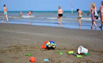 children playing on the beach