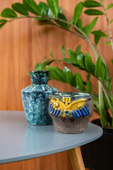 Mid-century modern ceramic decor pieces in interior