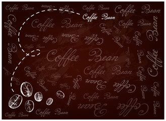 Fototapeta na wymiar Illustration Hand Drawn Sketch of Assorted Roasted Coffee Beans on Brown Background. 