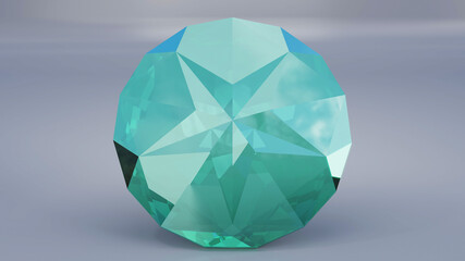 close up of lone star cut diamond on white background, 3D illustration