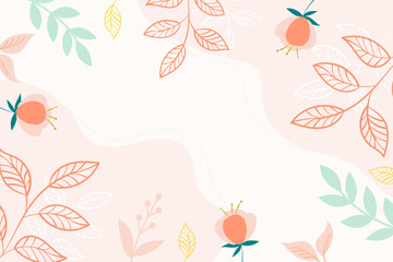 Modern botanical background design in pink colors with space for text.Floral banner template.