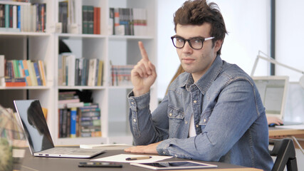 No, Creative Man Waving Finger toward Camera