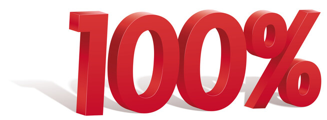 100 percent discount symbol with shadow. Poster to announce sales. The file contains opacity mask.