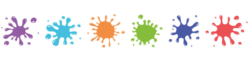 Splashes. Set. Multi-colored paints. Vector illustration
