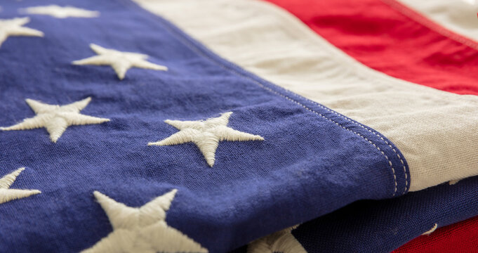 USA  flag, US of America sign symbol background, closeup view