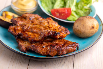 grilled pork steaks