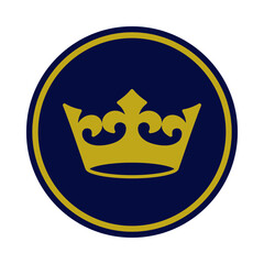 Crown graphic icon. Crown in the circle sign isolated on white background. Royal symbol. Vector illustration