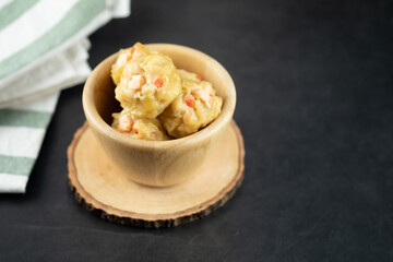 Group of hot stream shrimp dumpling