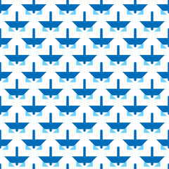 Obraz premium Vector seamless pattern texture background with geometric shapes, colored in blue, white colors.