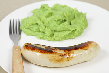boudin blanc et purée de légumes verts