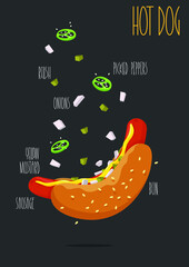 Hot Dog. Vector illustration