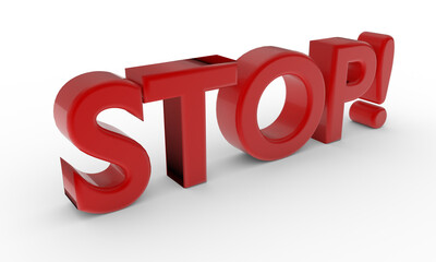 3d illustration of word STOP isolated on white