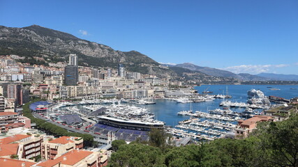 Monaco landscape view. During the Grand prix.