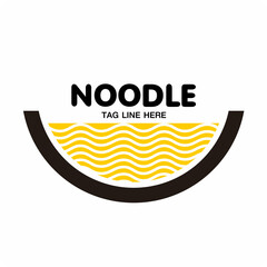bowl of noodles logo with a black circle. Noodle vector illustration