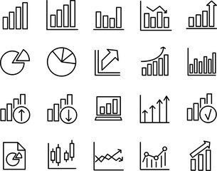 Chart and graph line icons set vector illustration