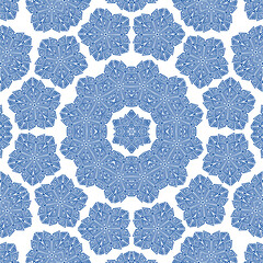 White blue art deco geometric mandala tile print.
