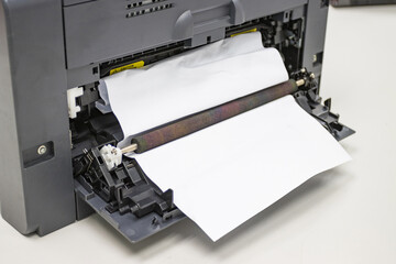 Paper A4 Stuck In Printer At Office, concept repair printer