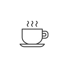Coffee - tea cup - line icon with editable stroke. Hot drink - simple outline symbol. Vector illustration.