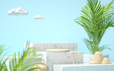 Creative drawing of 3D simulation scene product stand