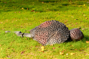 Obraz premium Old armoury in the Akershus Fortress, a medieval castle that was used as a prison, Oslo, Norway.