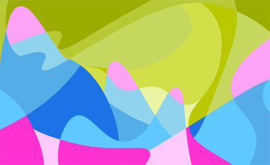 Geometric Mountain and Sunset Background  translucent waves, sea, abstract glass shapes, modern background, Trendy vector Illustration for Wallpaper, Banner, website , Card, Book Illustration, landing