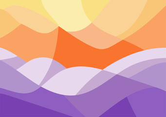 Geometric Mountain and Sunset Background  translucent waves, sea, abstract glass shapes, modern background, Trendy vector Illustration for Wallpaper, Banner, website , Card, Book Illustration, landing