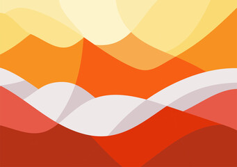 Geometric Mountain and Sunset Background  translucent waves, sea, abstract glass shapes, modern background, Trendy vector Illustration for Wallpaper, Banner, website , Card, Book Illustration, landing