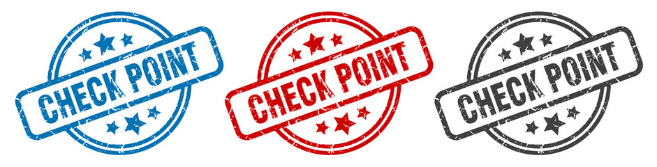 check point stamp. check point round isolated sign. check point label set