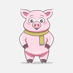 Pig mascot design illustration vector template