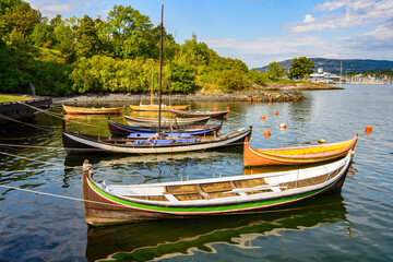 Naklejka na ściany i meble Boats at the port of Oslo, Norway