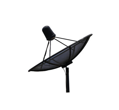 Black Satellite dish isolated on white background.