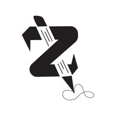 initials  illustration pencil black and white logo vector design