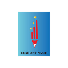 pencil red logo illustration of a blue background and star vector design