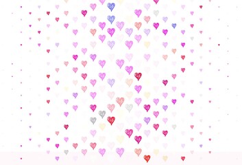 Light Multicolor vector texture with lovely hearts.