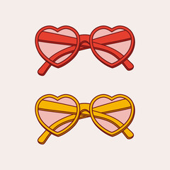 Vector hand-drawn heart shaped glasses isolated on white background