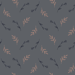 Cute with twigs and flowers square pattern on a white background. Doodle digital art line. Print for cards, wrapping paper, packaging, invitation, wedding