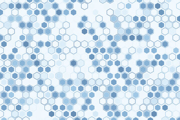 Futuristic tech illustration with hexagonal elements. Abstract hexagon background. 