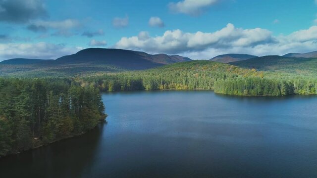 Aerial Catskill Mountain reservoir, supply fresh clean drinking water, an environmentally safe renewable resource