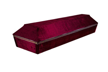 Coffin made of wood. Isolated on a white background.