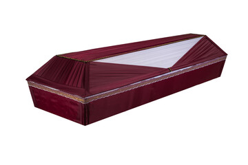 Coffin made of wood. Isolated on a white background.